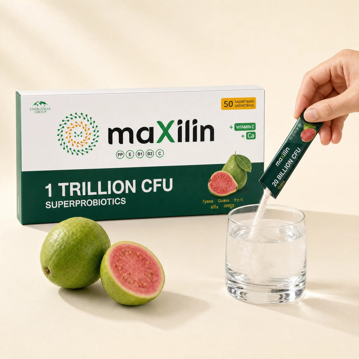 MaXilin Гуава — кутия с 50 сашета живи млечнокисели бактерии